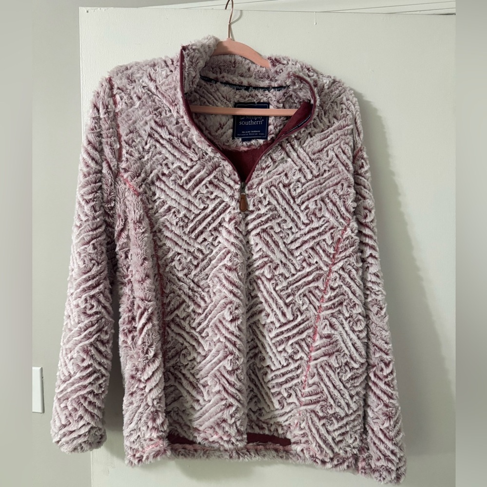 Simply Southern Light Pink Plush Zip-Up Teddy Jacket